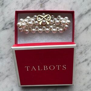Talbots Gold Bow Pearl Bracelet